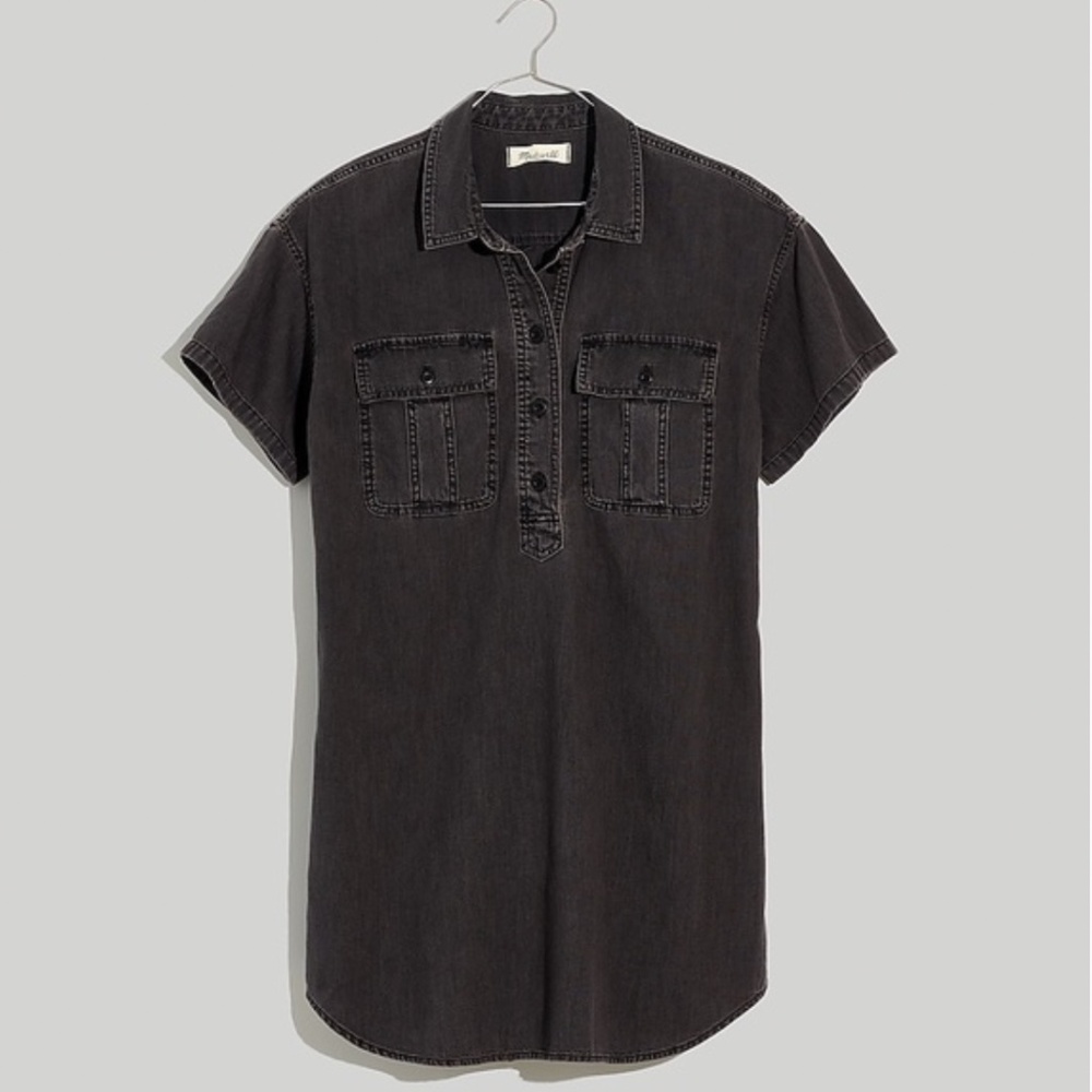 Madewell Short Sleeve Denim Shirtdress in Lunar Wash Size Small
